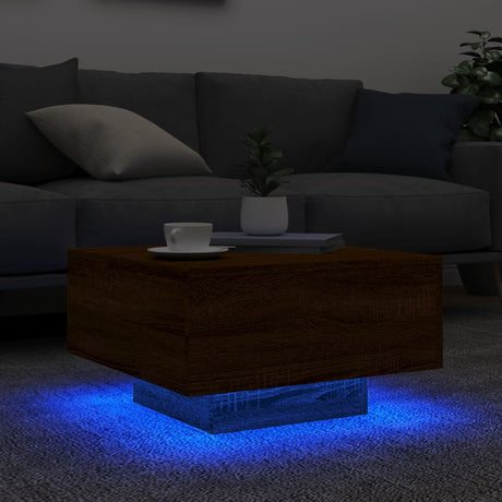 Vidaxl salontafel met led-verlichting 55x55x31 cm bruin eikenkleur