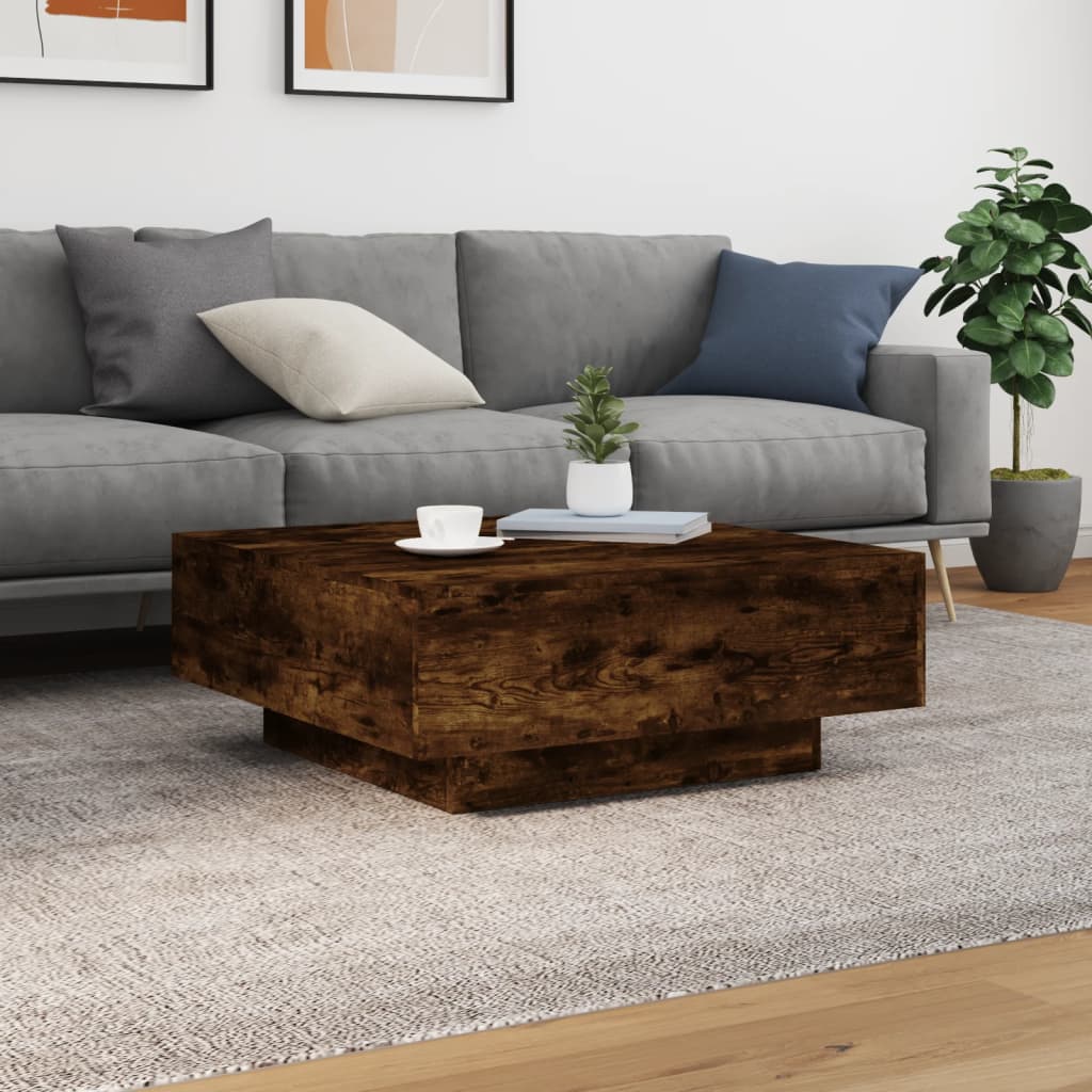 Vidaxl salontafel 80x80x31 cm bewerkt hout gerookt eikenkleurig