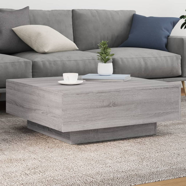 Vidaxl salontafel met led-verlichting 80x80x31 cm grijs sonoma eiken