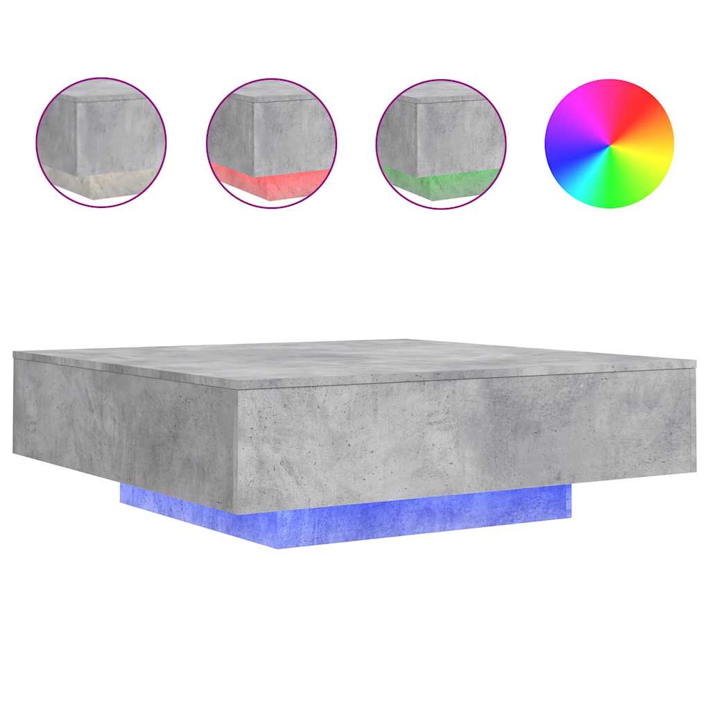 Vidaxl salontafel met led-verlichting 100x100x31 cm betongrijs