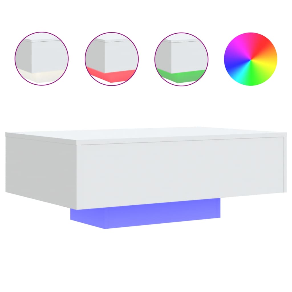 Vidaxl salontafel met led-verlichting 85x55x31 cm wit