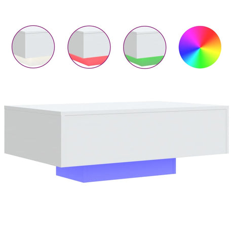 Vidaxl salontafel met led-verlichting 85x55x31 cm wit