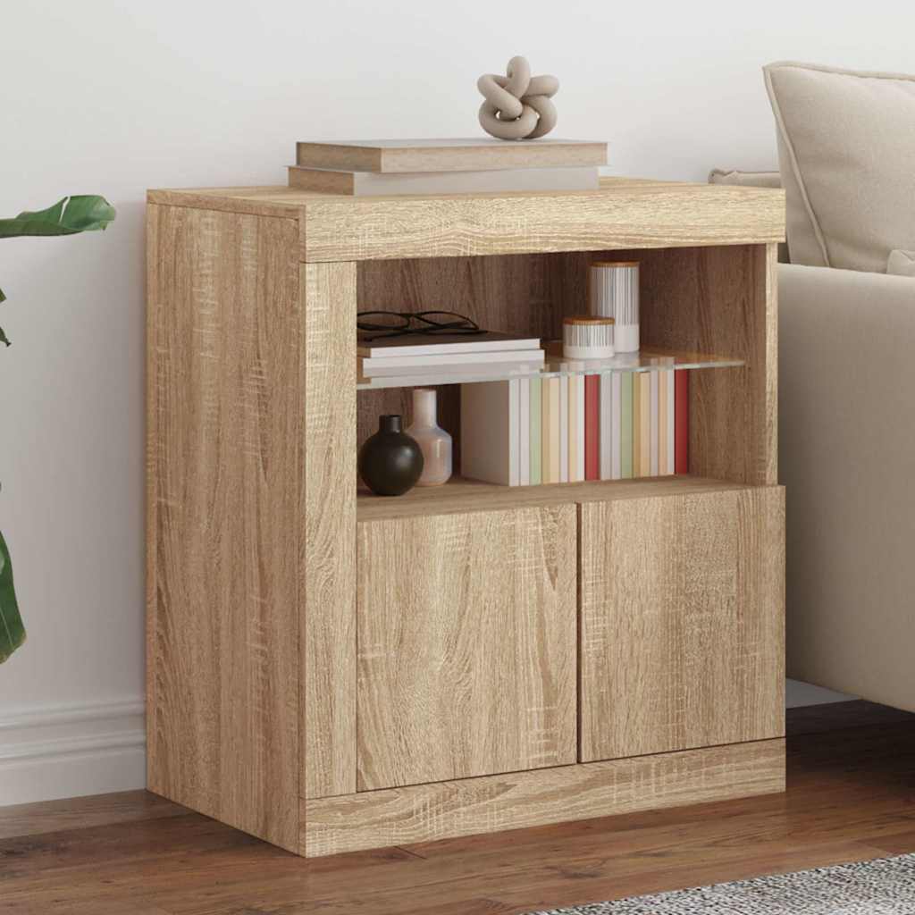 Vidaxl dressoir met led-verlichting 60,5x37x67 cm sonoma eikenkleurig