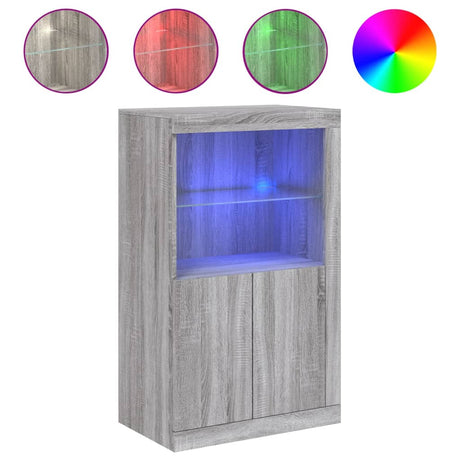 Vidaxl bijzetkast met led bewerkt hout grijs sonoma eikenkleurig