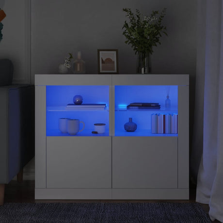 Vidaxl bijzetkastjes met led-verlichting 2 st bewerkt hout wit