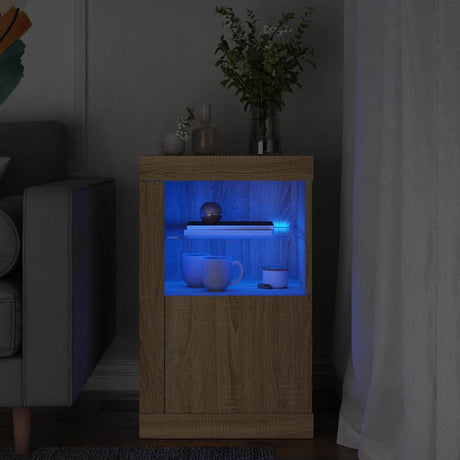 Vidaxl bijzetkast met led-verlichting bewerkt hout sonoma eikenkleurig