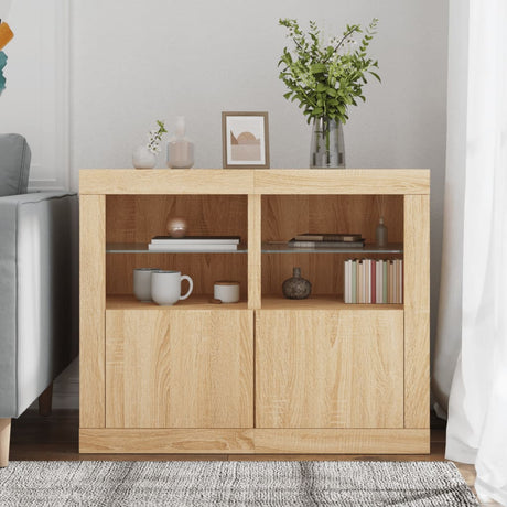 Vidaxl bijzetkastjes met led 2 st bewerkt hout sonoma eikenkleurig
