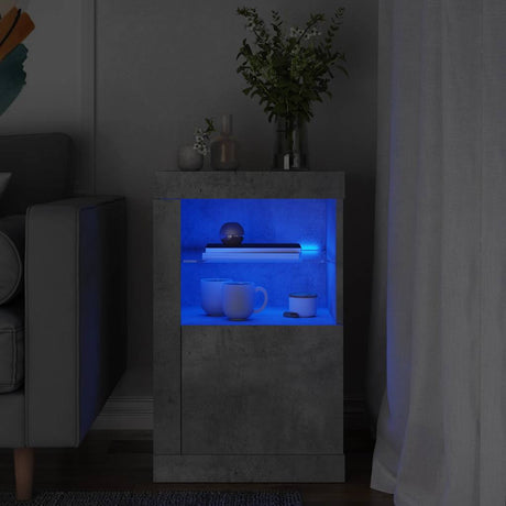 Vidaxl bijzetkast met led-verlichting bewerkt hout betongrijs