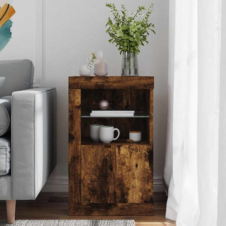 Vidaxl bijzetkast met led bewerkt hout gerookt eikenkleurig