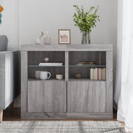 Vidaxl bijzetkastjes met led 2 st bewerkt hout grijs sonoma eikenkleur