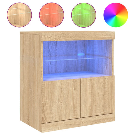 Vidaxl dressoir met led-verlichting 60x37x67 cm sonoma eikenkleurig