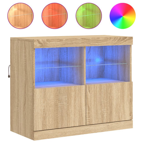 Vidaxl dressoir met led-verlichting 81x37x67 cm sonoma eikenkleurig