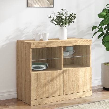 Vidaxl dressoir met led-verlichting 81x37x67 cm sonoma eikenkleurig