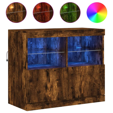 Vidaxl dressoir met led-verlichting 81x37x67 cm gerookt eikenkleurig