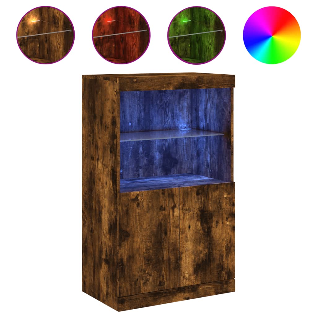 Vidaxl dressoir met led-verlichting 60,5x37x100 cm gerookt eikenkleur