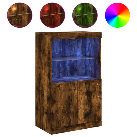 Vidaxl dressoir met led-verlichting 60,5x37x100 cm gerookt eikenkleur