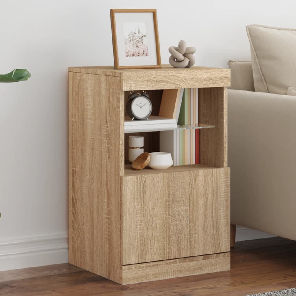 Vidaxl dressoir met led-verlichting 41x37x67 cm sonoma eikenkleurig