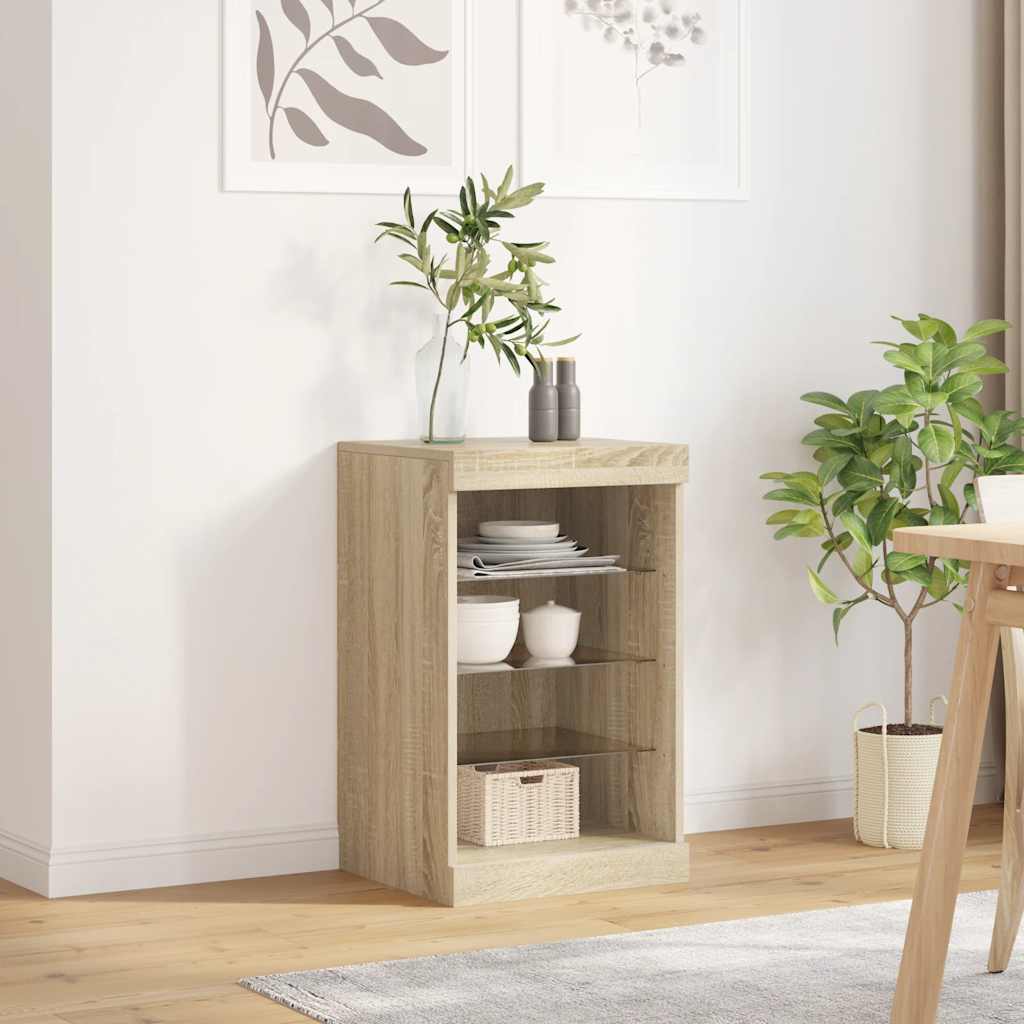 Vidaxl dressoir met led-verlichting 41x37x67 cm sonoma eikenkleurig