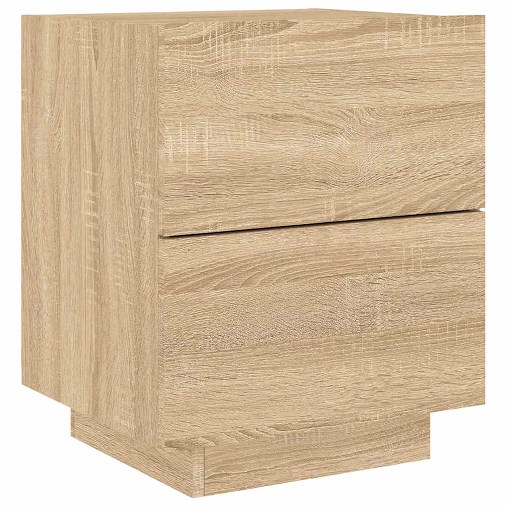 Vidaxl nachtkastje met led-verlichting bewerkt hout sonoma eikenkleur