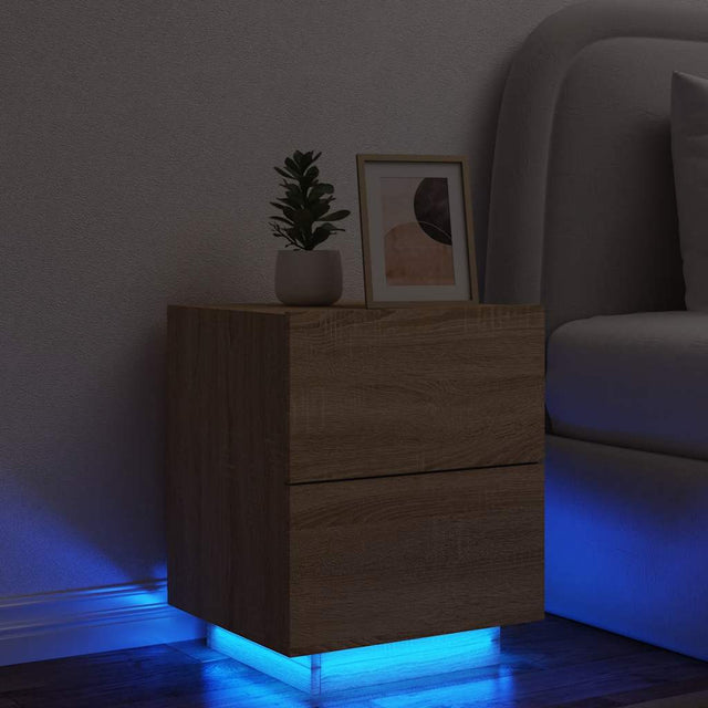 Vidaxl nachtkastje met led-verlichting bewerkt hout sonoma eikenkleur