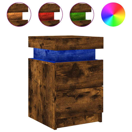 Vidaxl nachtkastje met led-verlichting 35x39x55 cm gerookt eikenkleur