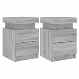 Vidaxl nachtkastjes met led 2 st 35x39x55 cm grijs sonoma eikenkleurig