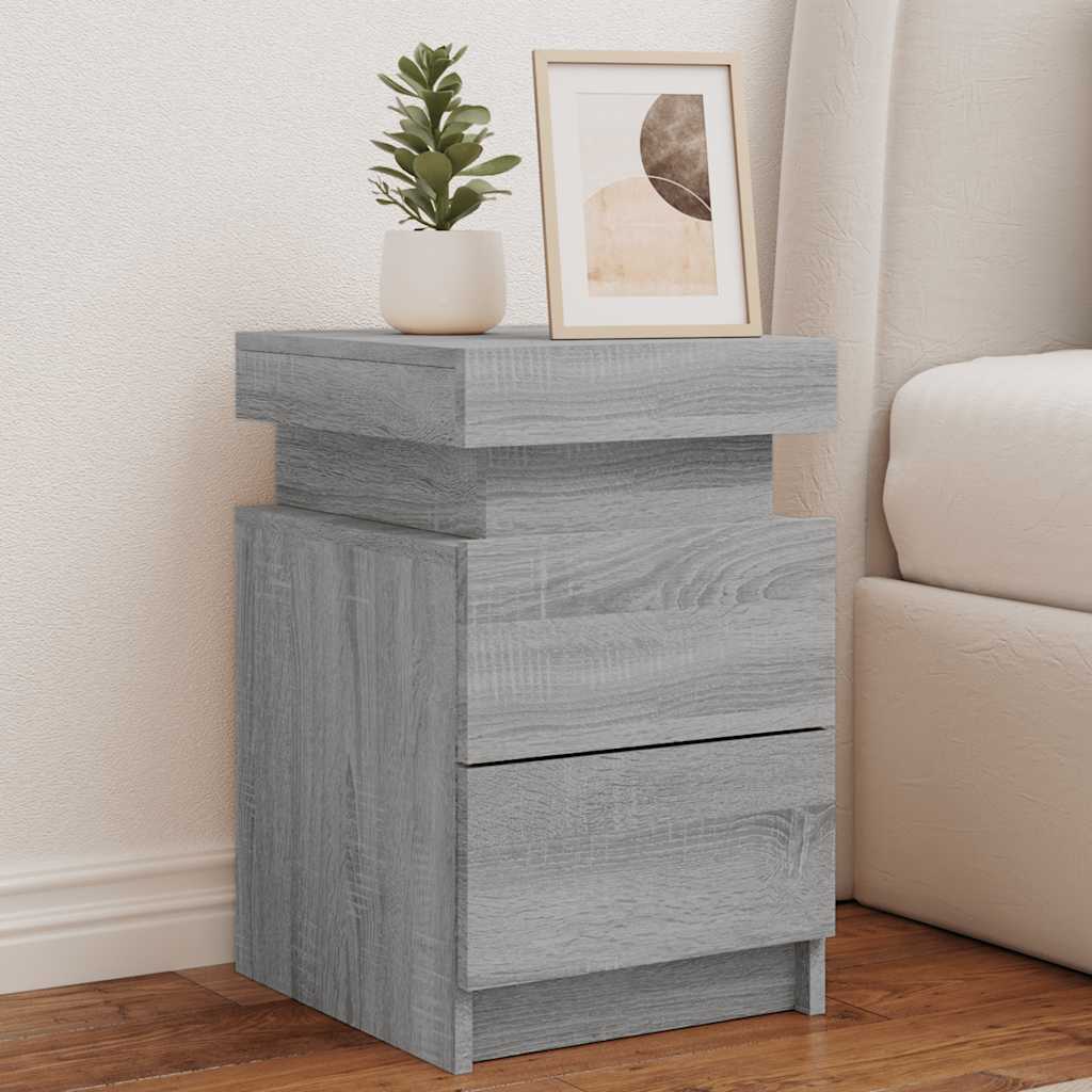 Vidaxl nachtkastjes met led 2 st 35x39x55 cm grijs sonoma eikenkleurig