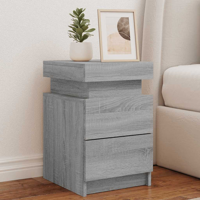 Vidaxl nachtkastjes met led 2 st 35x39x55 cm grijs sonoma eikenkleurig