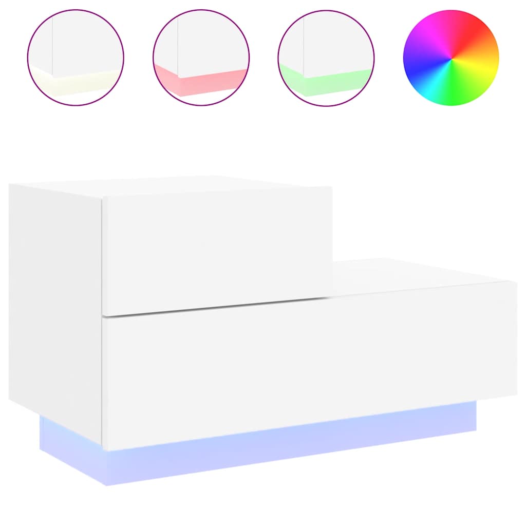 Vidaxl nachtkastje met led-verlichting 70x36x40,5 cm wit