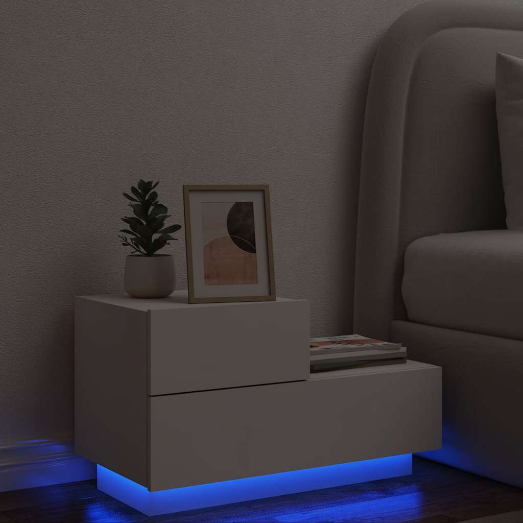 Vidaxl nachtkastje met led-verlichting 70x36x40,5 cm wit