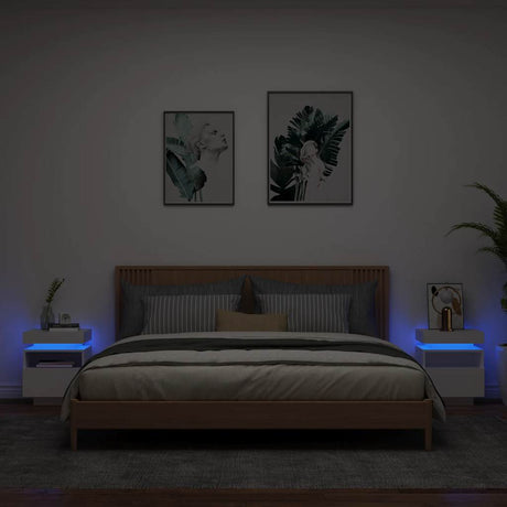 Vidaxl nachtkastjes met led-verlichting 2 st 40x39x48,5 cm wit