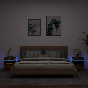 Vidaxl nachtkastjes met led 2 st 40x39x48,5 cm gerookt eikenkleurig