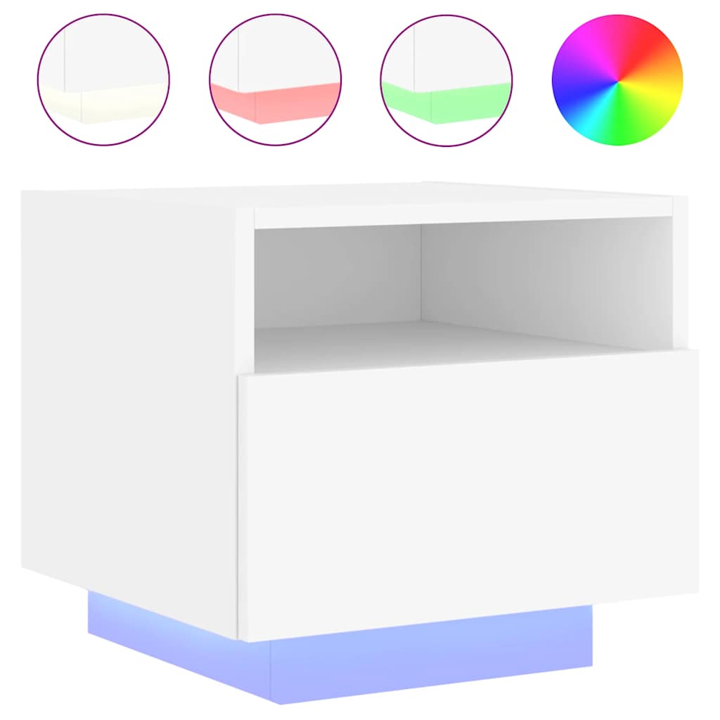 Vidaxl nachtkastje met led-verlichting 40x39x37 cm wit
