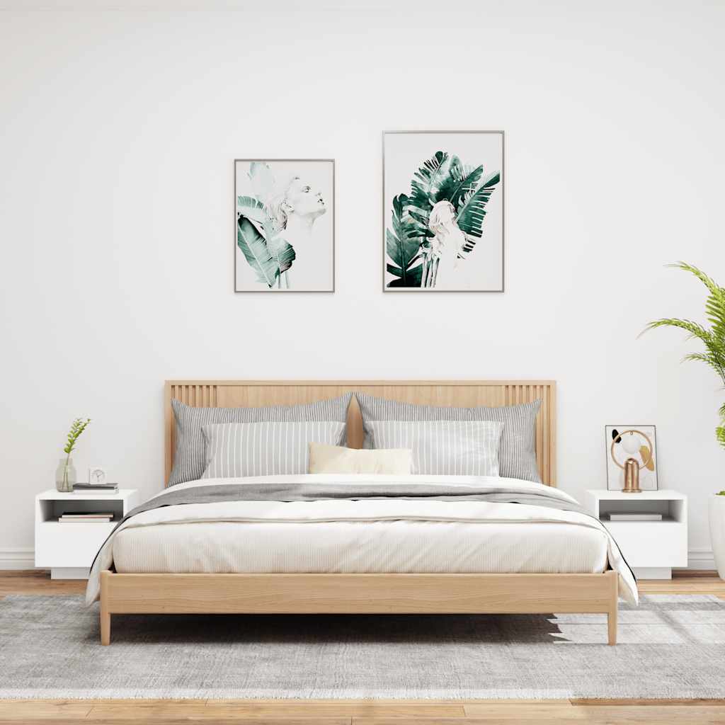 Vidaxl nachtkastjes met led-verlichting 2 st 40x39x37 cm wit