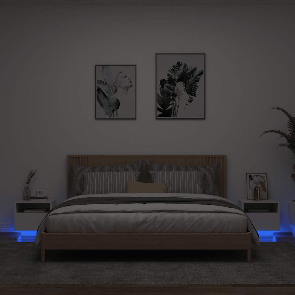 Vidaxl nachtkastjes met led-verlichting 2 st 40x39x37 cm wit
