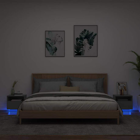 Vidaxl nachtkastjess met led-verlichting 2 st 40x39x37 cm zwart