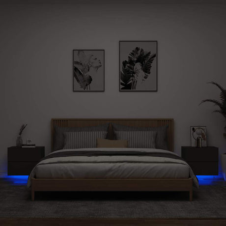 Vidaxl nachtkastjes met led's 2 st wandgemonteerd zwart