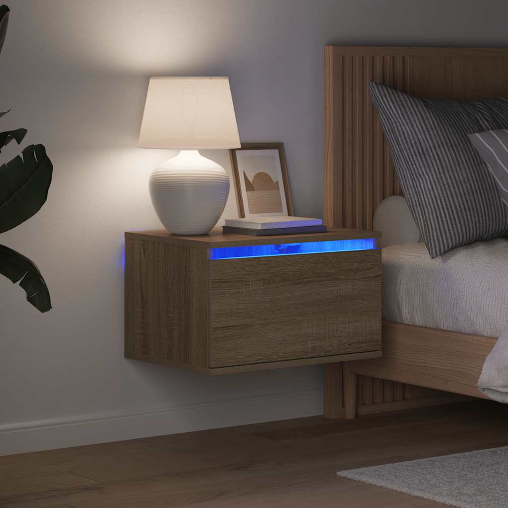 Vidaxl nachtkastjes met led wandgemonteerd 2 st sonoma eikenkleurig