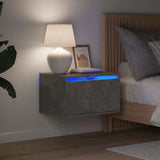 Vidaxl nachtkastjes met led's 2 st wandgemonteerd betongrijs