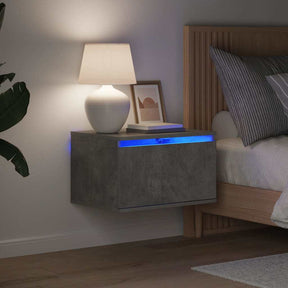 Vidaxl nachtkastjes met led's 2 st wandgemonteerd betongrijs