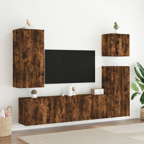 Vidaxl tv-meubels 2 st wandgemonteerd 80x30x41 cm gerookt eikenkleurig