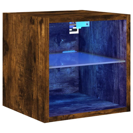Vidaxl tv-wandmeubel met led-verlichting 30x28,5x30 cm gerookt eiken