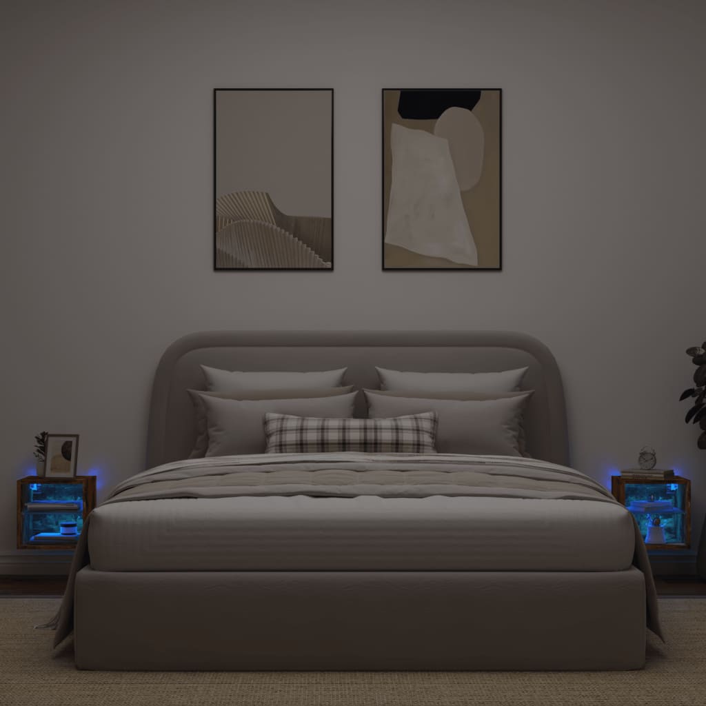 Vidaxl tv-wandmeubels met led 2 st 30x28,5x30 cm gerookt eikenkleurig