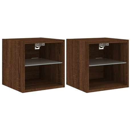 Vidaxl tv-wandmeubels met led 2 st 30x28,5x30 cm bruin eikenkleur