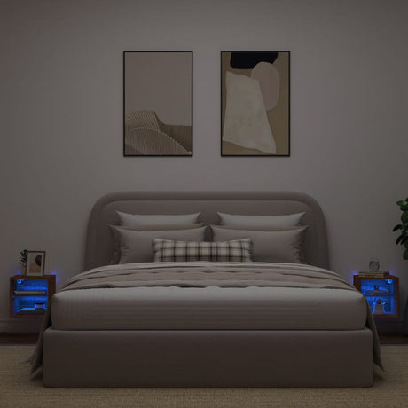 Vidaxl tv-wandmeubels met led 2 st 30x28,5x30 cm bruin eikenkleur