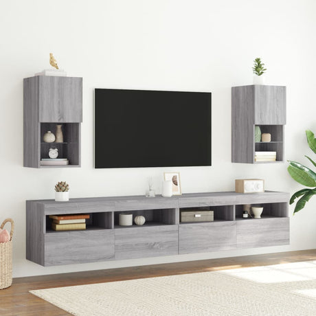Vidaxl tv-meubelen 2 st met led-verlichting 30,5x30x60 cm grijs sonoma