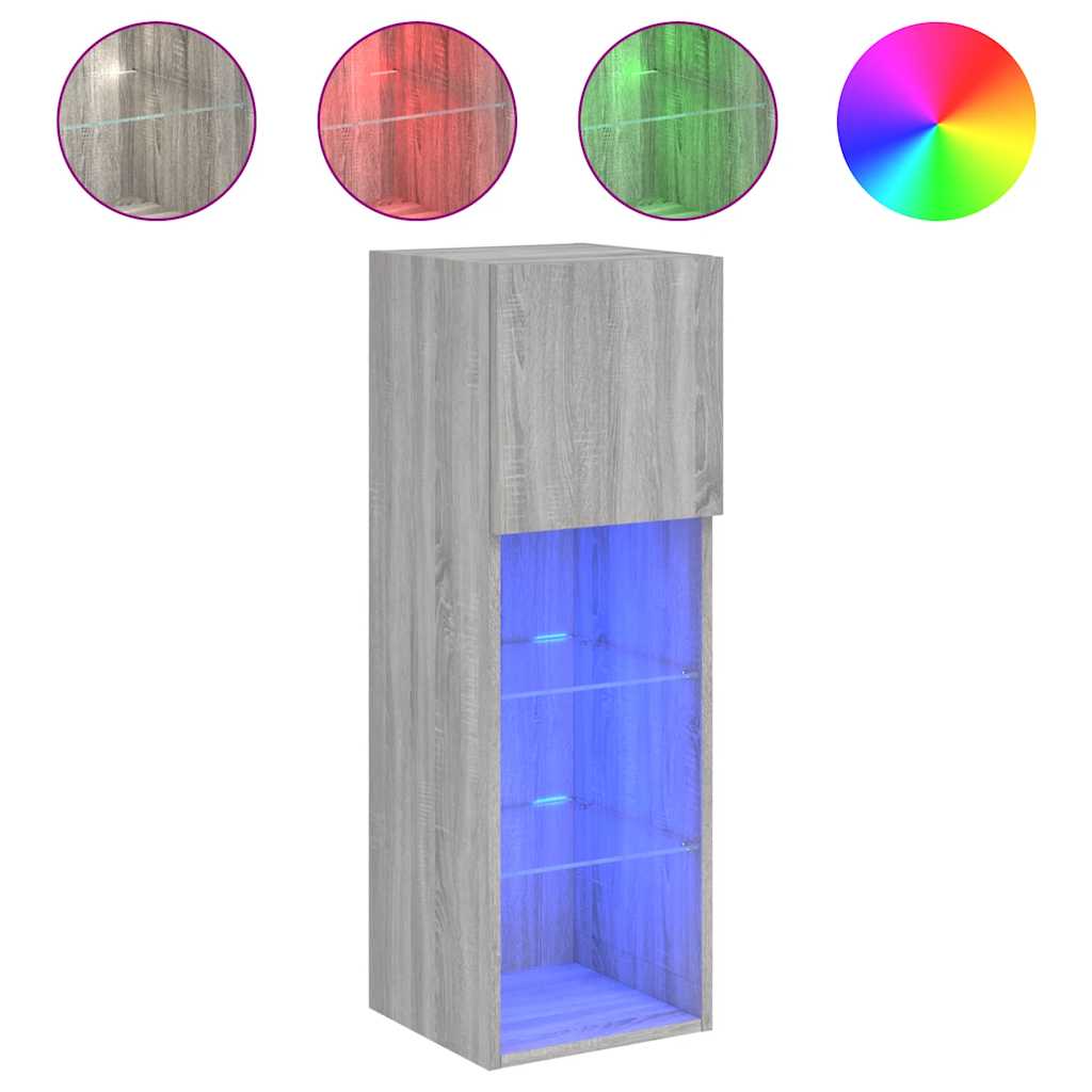 Vidaxl tv-meubel met led-verlichting 30,5x30x90 cm grijs sonoma eiken
