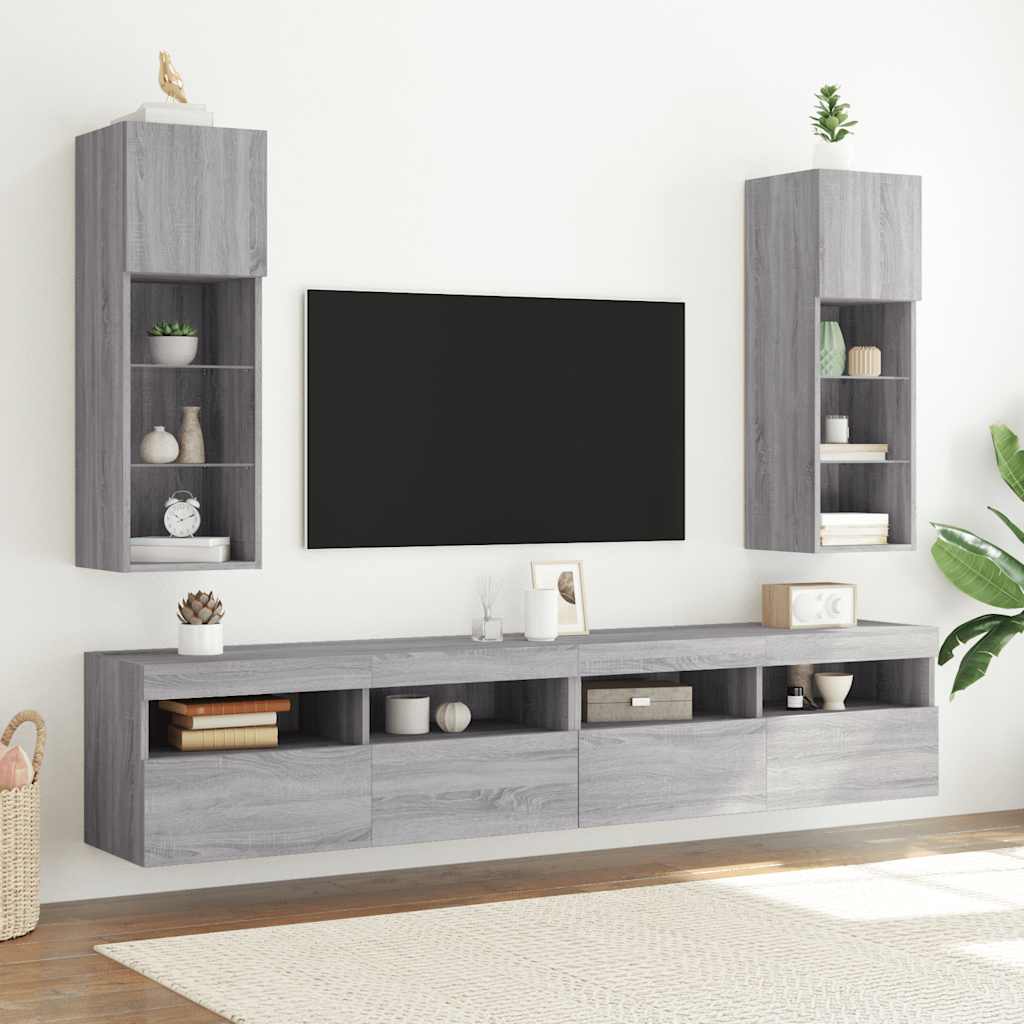Vidaxl tv-meubel met led-verlichting 30,5x30x90 cm grijs sonoma eiken