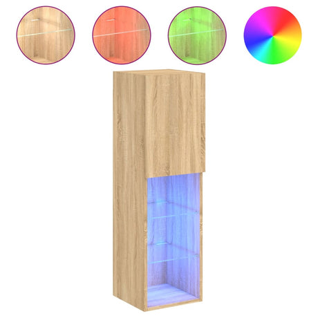 Vidaxl tv-meubel met led-verlichting 30,5x30x102 cm sonoma eikenkleur