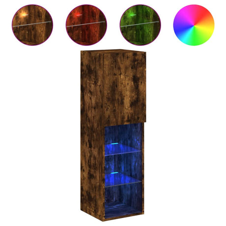 Vidaxl tv-meubel led-verlichting 30,5x30x102 cm gerookt eikenkleurig